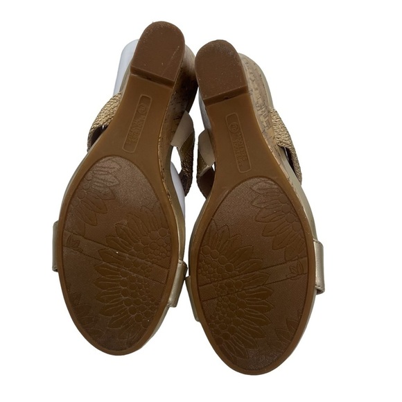 Mootsies Tootsies Mosadira Open Toe Gold Cork Wedge Heeled Sandal Size 9 Women’s - Picture 10 of 10